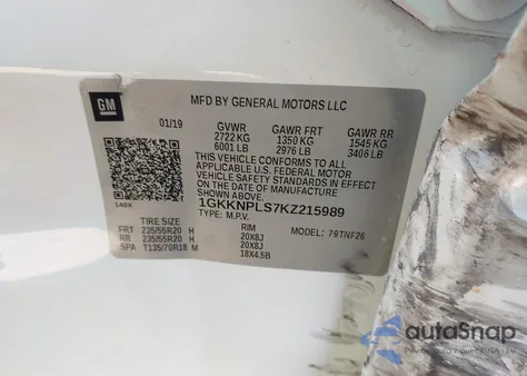 2019 GMC Acadia Denali from USA, damaged, VIN 1GKKNPLS7KZ215989